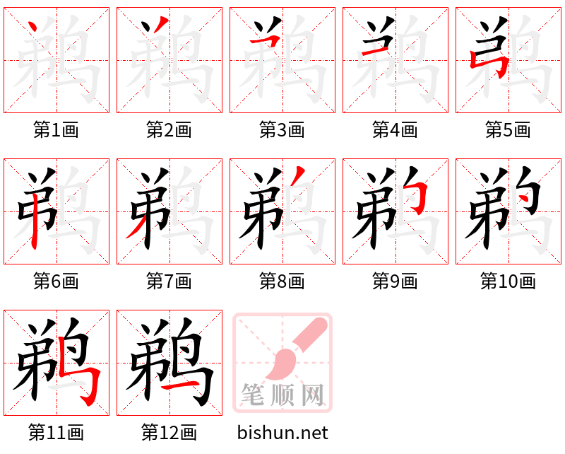 鹈 笔顺规范