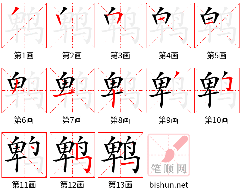 鹎 笔顺规范