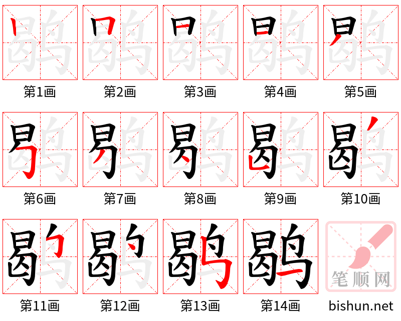 鹖 笔顺规范