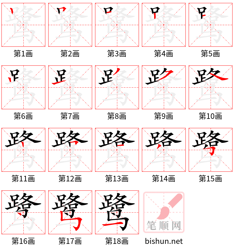 鹭 笔顺规范