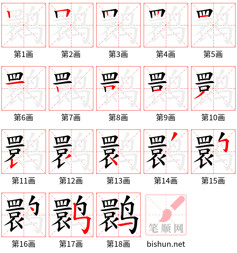 鹮 笔顺规范