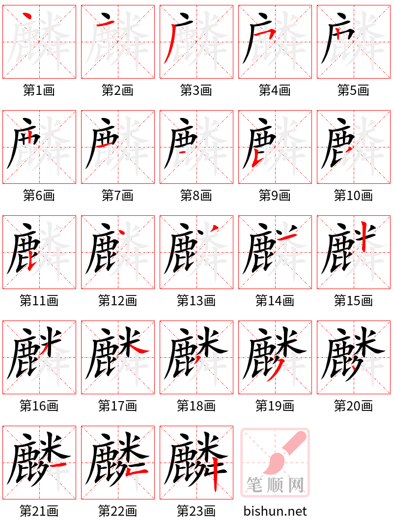 麟 笔顺规范