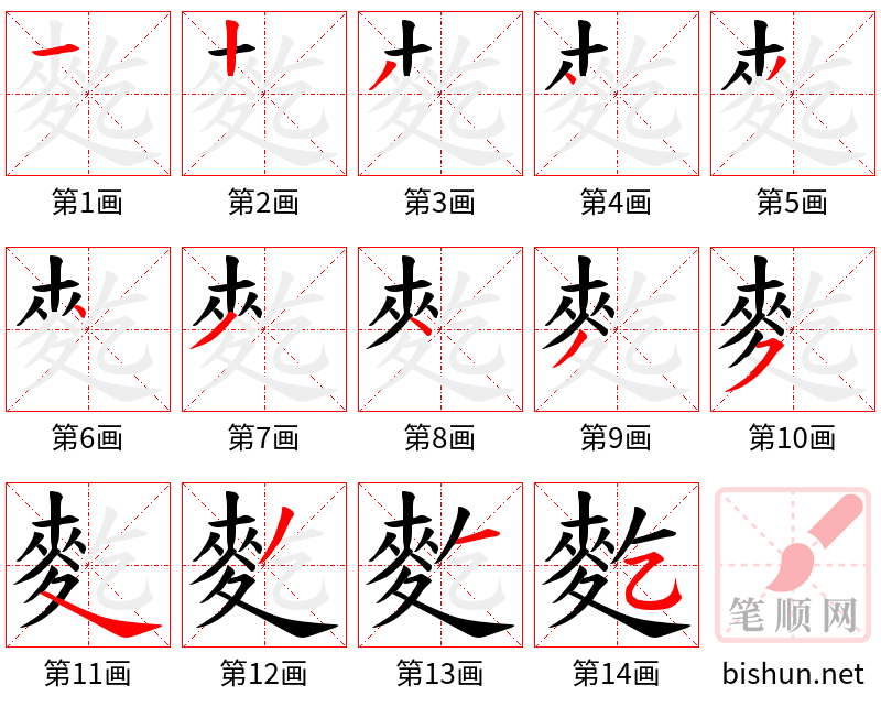 麧 笔顺规范