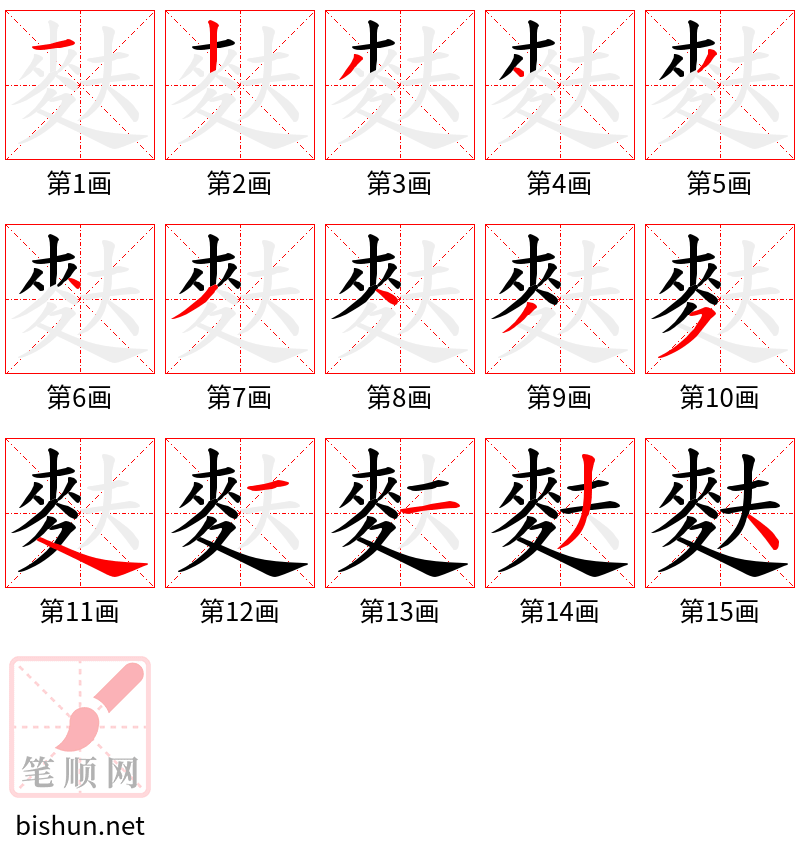 麩 笔顺规范