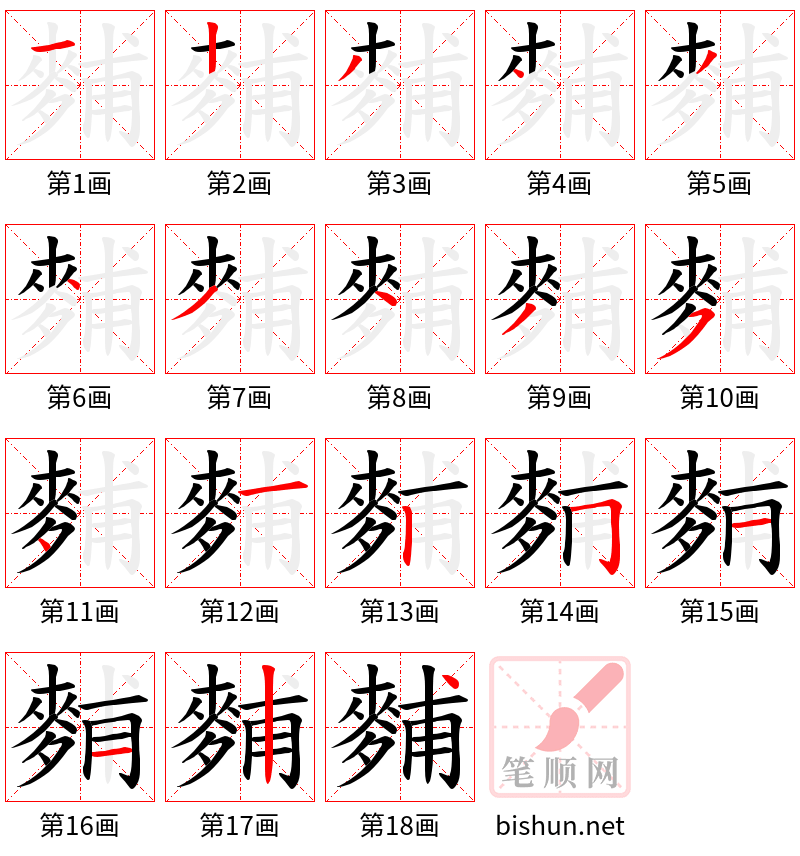 麱 笔顺规范