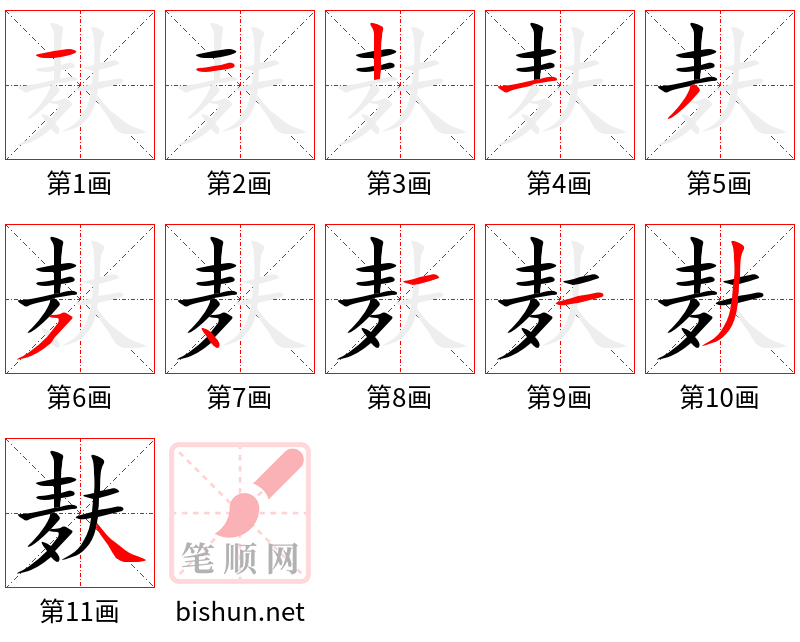 麸 笔顺规范