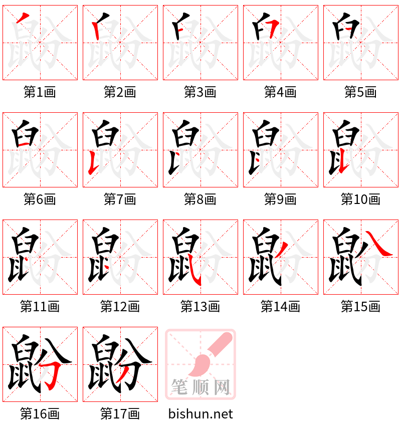 鼢 笔顺规范