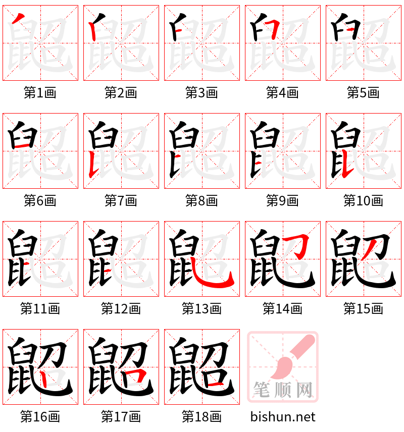 鼦 笔顺规范