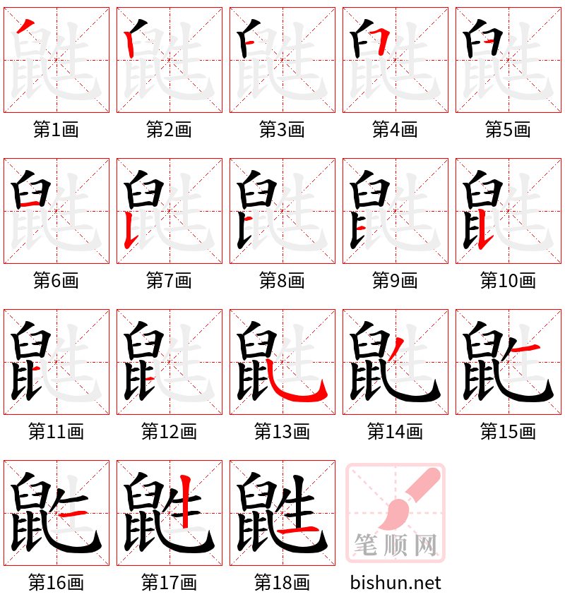 鼪 笔顺规范