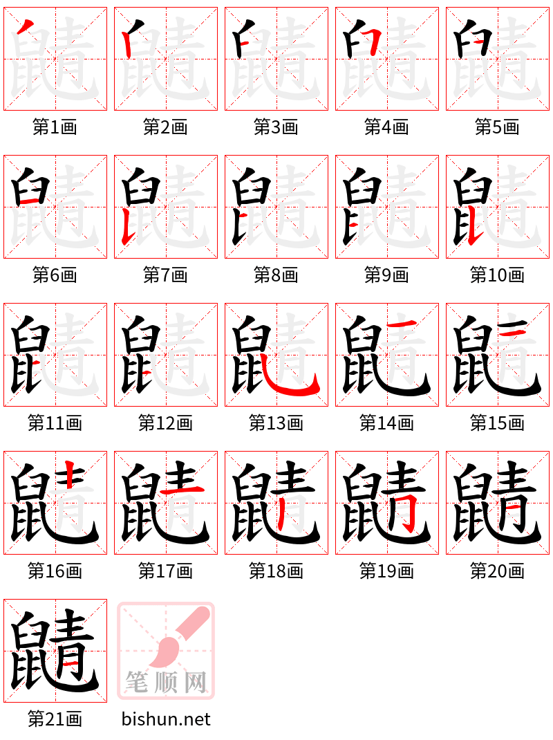 鼱 笔顺规范