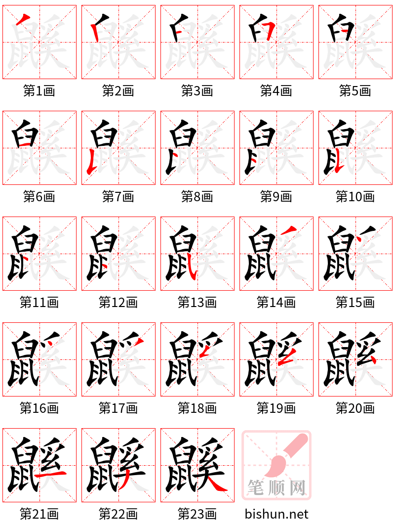 鼷 笔顺规范