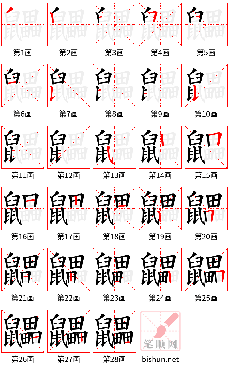 鼺 笔顺规范